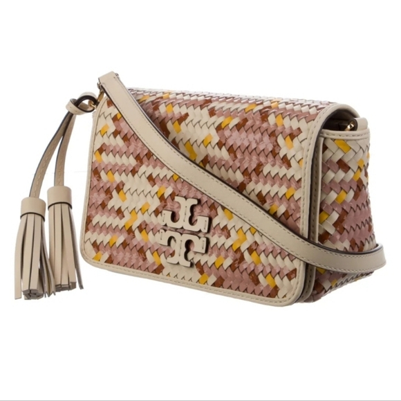 Tory Burch Thea Woven Bag - Neutrals Crossbody Bags  Tory Burch Thea Leather Woven Crossbody Bag